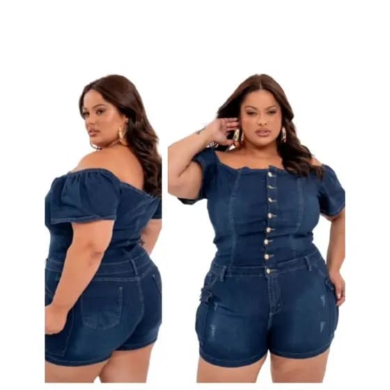 Macacão Ciganinha Curto Feminino Plus Size Esquenta
