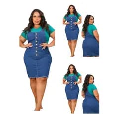 Jardineira Saia Plus Size Moda Evangélica Jeans Feminino