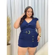 Conjunto Plus Size Short Saia Cropet Feminino Verão 2025 Moda Lira