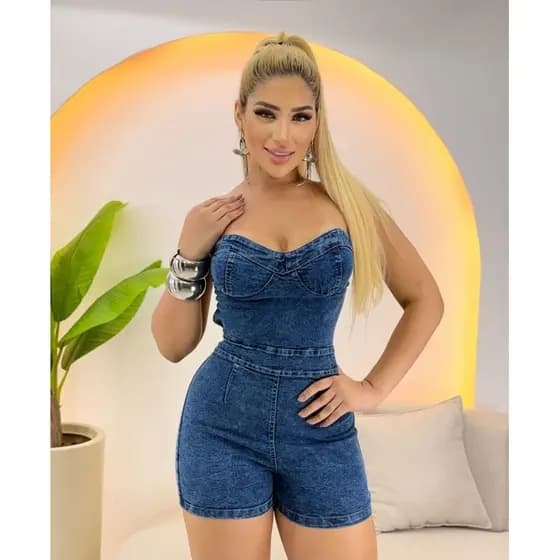 Macacão Tomara Que Caia Jeans Feminino Exclusivo