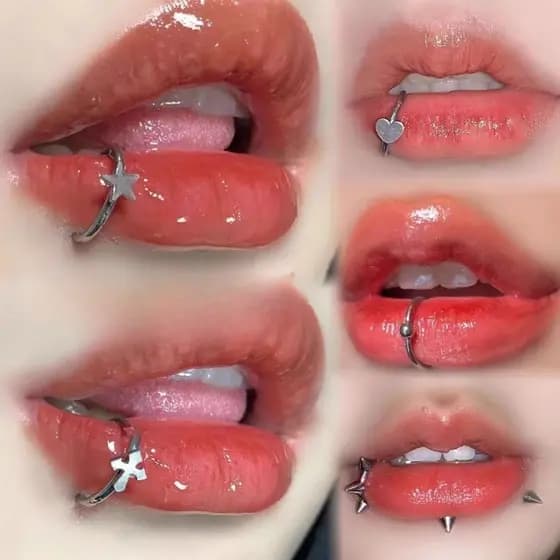 Anel Labial Falso Não Perfurado , Unha Perfurada , Clipe Antialérgico De Aço Titânio , Saltitante De Boate Falsa Na Moda