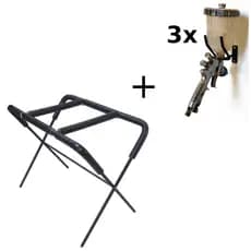 Kit Cavalete de preparação funilaria e pintura + 3x Suporte de pistola de pintura Premium