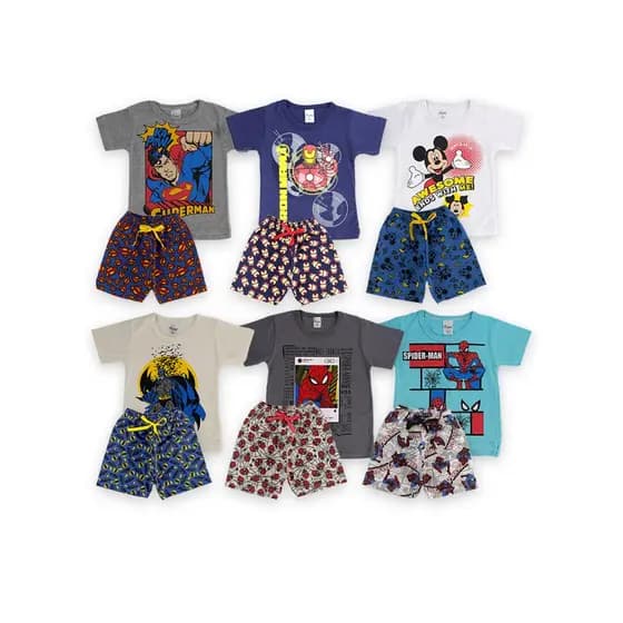 Conjunto Roupa Infantil Menino Camisa + Bermuda Masculino  - Roupas de Verão