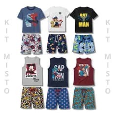 Kit Misto 12 Peças Conjuntos 3 Regatas + 3 Camisetas Menino/Masculino - Infantil Verão