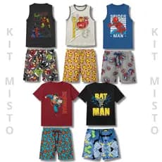 Kit Misto 8 Peças Conjuntos Masculino 2 Regatas + 2 Camisetas Infantil Menino Verão