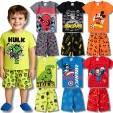 Kit 4 Peças Pijama Verão Masculino - 2 Conjuntos de Dormir Infantil Menino - Roupa Infantil
