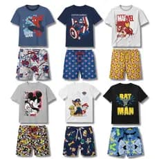 Kit 6 Peças Conjuntos Camiseta e Bermuda Masculino Infantil - Roupa de Verão