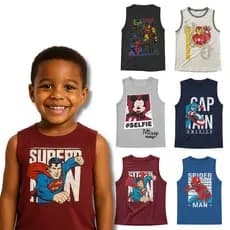Kit Sortido 4 Regata Manga Curta Estampada Masculina/Menino Infantil 3 ou 4 Blusas