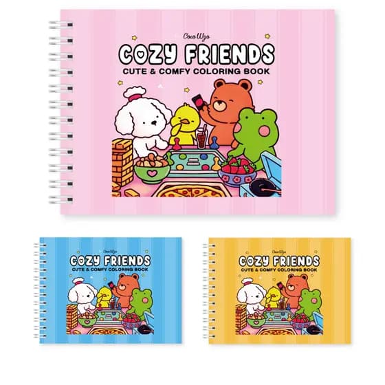 Livro de Colorir Cozy Friends 48 Folhas 180G Capa Dura Personalizado Coloring Book Bobbie Goods A5 B