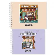 Livro de Colorir Spooky Shop Volume 3 50 Folhas Folha 180g Papel Acetato Caderno Desenho Canetinha