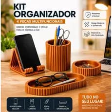 Porta Canetas e Lápis Organizador de Escritório Mesa 4 Peças Clips Suporte Celular Bandeja Escritório