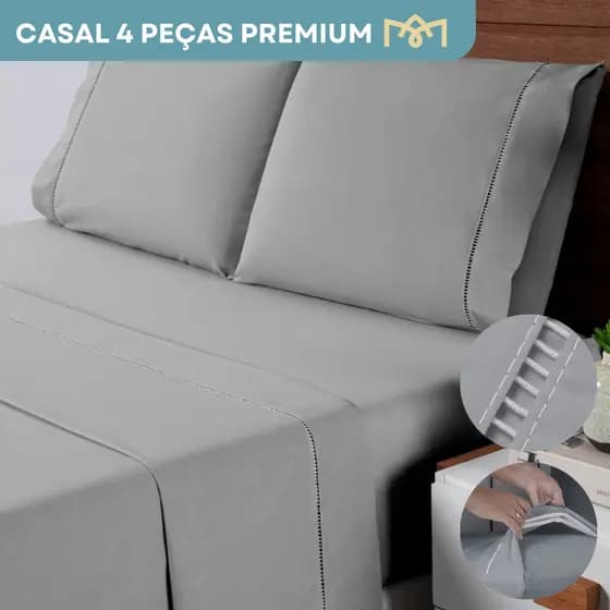 Jogo de Cama Percal 400 Fios Solteiro Casal Queen King Ponto Palito Antialérgico 3 e 4 Peças Luxo