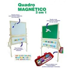 Quadro Lousa Magnético Carimbras Educatico Imã Giz e Caneta