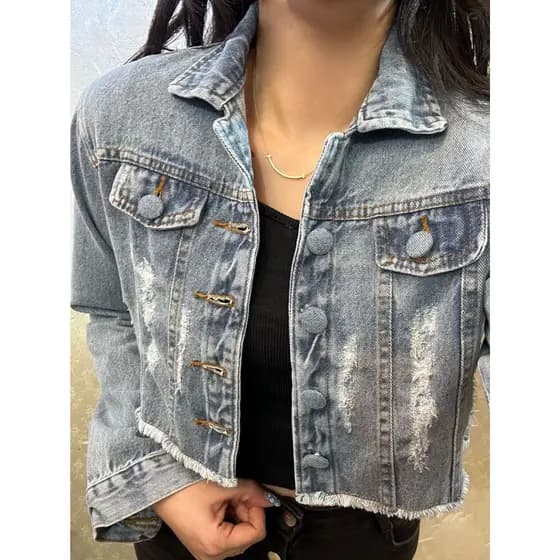 Jaqueta jeans cropped feminina1