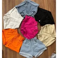Shorts jeans de cintura elástica