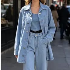 Jaqueta Jeans Camisa Jeans grosso Femininas camisa over size