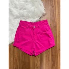 Short Jeans mon colorido cintura alta liso sem Lycra Feminino