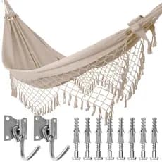 Kit Rede de Descanso Dormir Casal + Ganchos Rede de Balanço