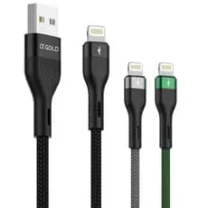 Cabo USB iPhone 1M Turbo 5A α Gold Trançado Tecido Reforçado Carga Rápida Dados