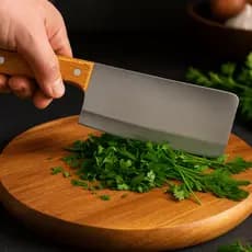Faca de Cozinha Cutelo Lâmina Aço Inox Cabo Madeira Facas 28cm 6 Polegadas Utensílio de Corte