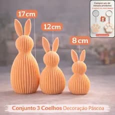 Enfeite de Páscoa Kit 3 Peças Coelhos  Decoração Minimalista  Decoração de Mesa Posta e Sala Moderna