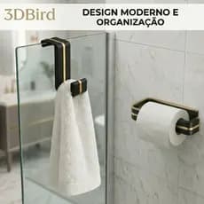 Kit Suporte Papel Higiênico + Porta Toalha Moderno | Design Minimalista | Fácil Instalação