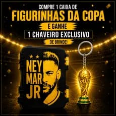 Caixa Porta Figurinhas Neymar Jr Copa do Mundo, Chaveiro Brinde, Estojo para guardar figurinha