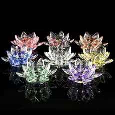 Flor De Lótus De Vidro Decorativa Enfeite Feng Shui Vários Tamanhos e Cores