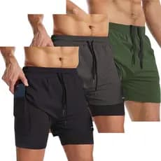 Kit 3 Bermuda Short 2x1 Masculino Treino Academia Corrida Compressão