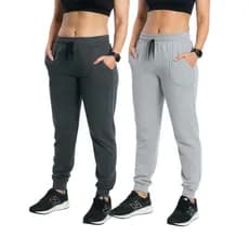 Kit 2 Calça Moletom Feminina Jogger Flanelada Com Bolso