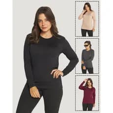 Kit 4 Blusa Térmica Manga Longa Feminina Flanelada Quentinha
