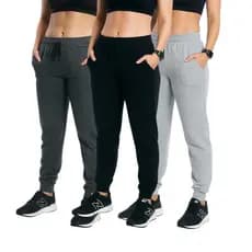 Kit 3 Calça Moletom Feminina Jogger Flanelada Com Bolso