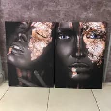 Kit com 2 Quadro Decorativo Mulheres de Ouro 50cm x 70cm cada