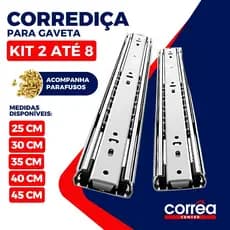 Corrediça Telescópica Light Reforçada Trilho Gaveta Aço 25 30 35 40 45cm Armário Cozinha Móveis