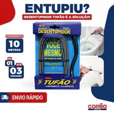 Desentupidor com Mola Tufão – 10 metros  – Para Pias, Ralos, Tanques e Saída de Lavadoras