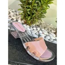 Sandália feminina Transparente saltinho bloco tamanco feminino ( FORMA PEQUENA PEGUE UM NUMERO MAIOR