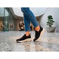 Tênis feminino Meia Casual Moda feminina Confortável Macio e leve Preto
