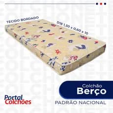 Colchão Berço D18 1,30x60x10 Em Tecido Bordado Padrão Nacional Alta Qualidade Premium