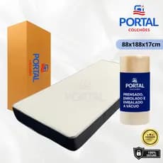 Colchão Solteiro em Espuma Densidade 33 a Vácuo 88x188x17 cm D33 Ortopédico Linha Premium