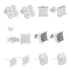 Brinco Quadrado Ice Banhado a Prata 925 Cravejado em Zirconia - Garimpo de Ouro