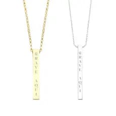 Corrente Pingente Retângulo Colar Masculino Banho Ouro 18k/Prata 925 Personalizado Garimpo de Ouro