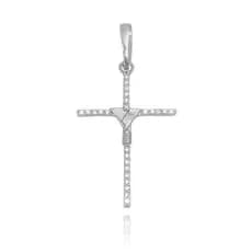 Pingente de Prata 925 Masculino Crucifixo Agulha Trançado Banhado - Garimpo de Ouro