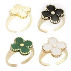Anel de Flor Trevo Banhado a Ouro 18k Estilo Virgínia Feminino - Garimpo de Ouro