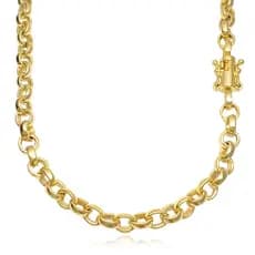 Corrente Elo Português 6mm 70cm Fecho Canhão Duplo Banhado a Ouro - Garimpo de Ouro