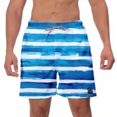 Shorts Estampado Masculino Verão Praia Moda Cores Casual Tecido Leve com Elastano Bermuda Masculina Estampa Listrado