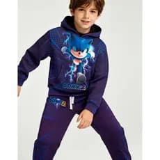 Conjunto Moletom Infantil Masculino Blusa Com Capuz E Bolso Canguru e Calça Estampa de Personagens