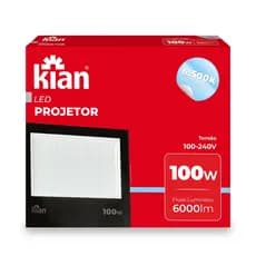 refletor projetor led 100w branco fria ip 65 kian bivolt