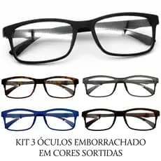 Kit 3 Óculos Leitura Emborrachado Lentes Grau Perto Descanso Leitura Presbiopia Masculino e Feminino