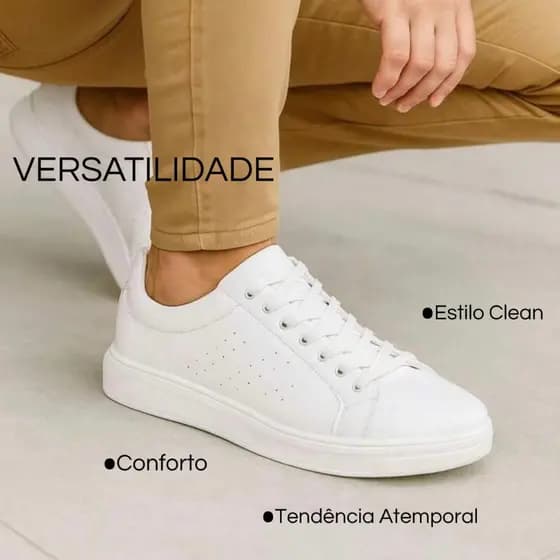 Tênis Minimalista com Cadarço Para Homens , Sapatos Brancos Versáteis, Tênis Casual Esporte Fino Masculino