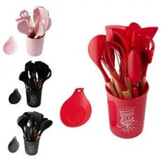 Kit Utensílios Domésticos Madeira e Silicone 13 Peças Clink